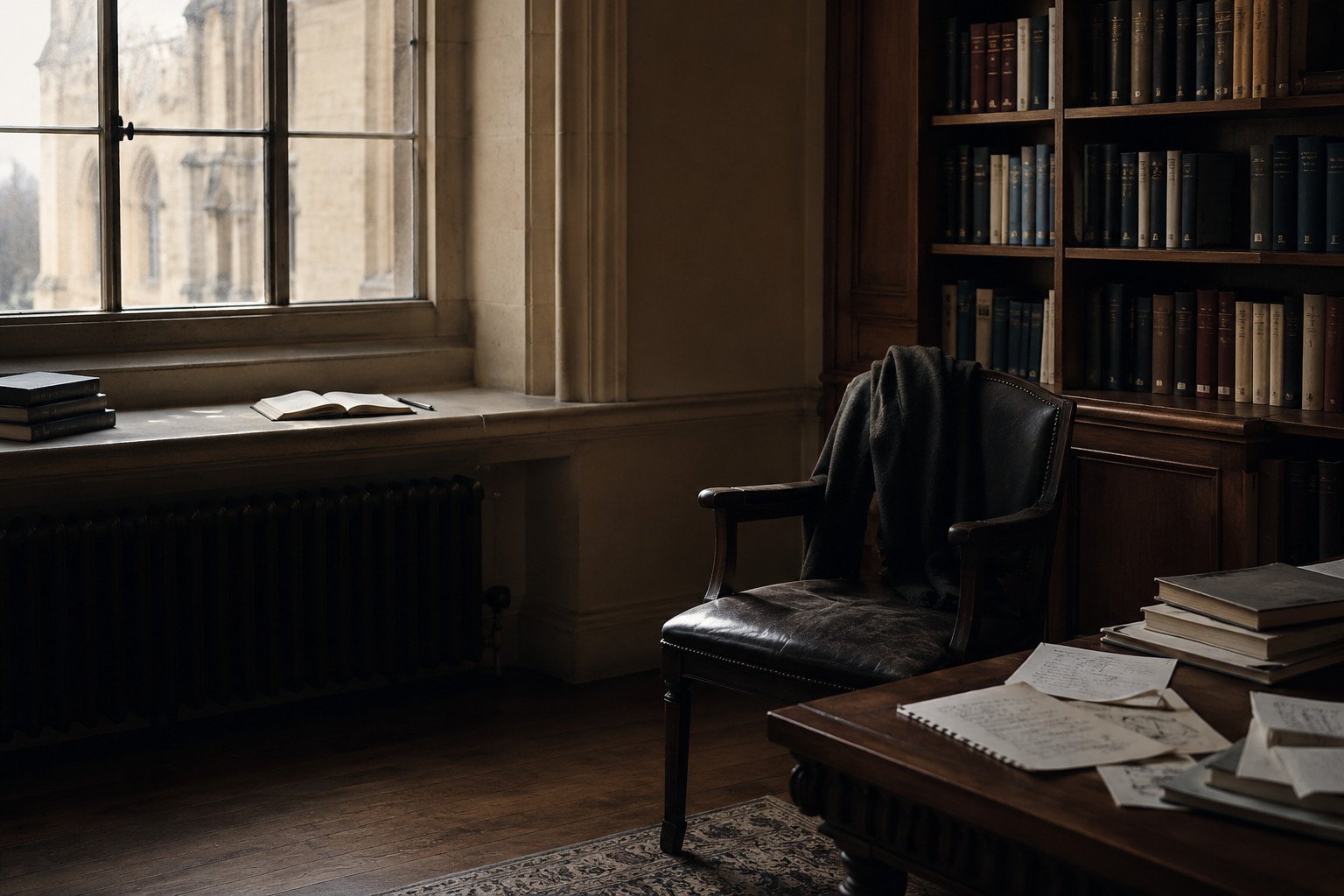 Notes and written work laid out in an organised study environment